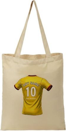 Unigift Personalised Gift - Hertfordshire Golden Fan Tote Shopping Bag (Yellow Football Jersey Design) Custom Name - WD18 Club