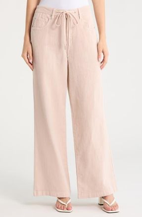 Blank NYC Low Rise Cotton & Linen Pants in Chilled Rose-Light Pink at Nordstrom, Size 27
