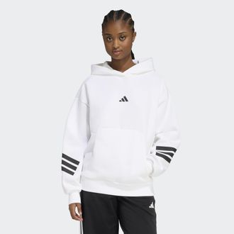 adidas Kapuzensweatshirt ADIDAS SPORTSWEAR W FI 3S OH HD, Damen, Gr. XS, wei&szlig;, Obermaterial: 67% Polyester, 33% Baumwolle, normal, Rundhals, Sweatshirts Kapu
