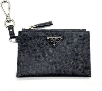 Prada Black Saffiano Triangle Coin Purse/Coin Case (Pre-Owned)