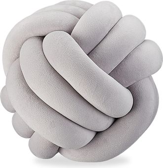Relaxdays 2 X Cojines Anudados Para Sof&aacute; Y Cama, Cojines Decorativos Con Nudos, De Estilo Escandinavo, &Oslash; 25 Cm, Grises