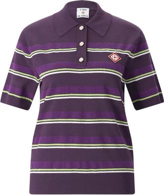 Casablanca Gestreept Gebreid Poloshirt - Dames - Polos - Paars - M - Tops