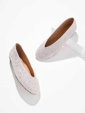 Talbots Vera Embellished Suede Ballet Flats - Opal Grey - 10 1/2 M Talbots