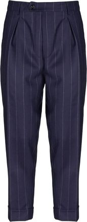 Berwich pinstripe pleated trousers - Blue
