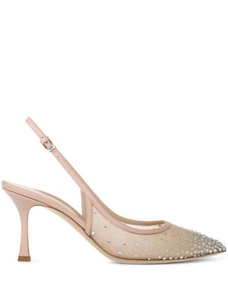 Ninalilou 75mm crystal-embellished slingback pumps - Neutrals