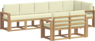 vidaXL Conjunto De Sof&aacute;s De Exterior 8 Uds. Blanco Y Crema Poli&eacute;ster Vidaxl