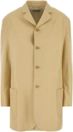 Jil Sander Jassen, Dames, Geel, L, Leer, Enkelrijige leren blazer