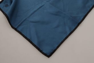 Dolce & Gabbana Mens Black Blue Dg Crown Printed Square Handkerchief Scarf Silk