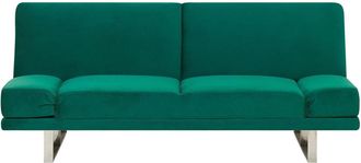 Beliani Sofá cama terciopelo verde 2 plazas