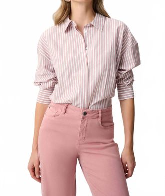 Joseph Ribkoff Stripe Boxy Blouse In Vintage Rose / Vanilla