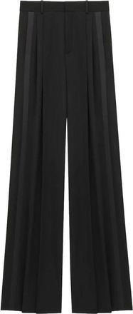 Saint Laurent Wide Trousers, male, Black, Size: XL Wool Wide-Leg Trousers