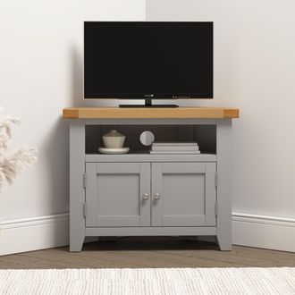 Seconique Windsor Ivory Corner TV Unit (Fully Assembled) in Light Grey