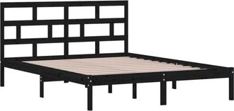 vidaXL Bed Frame without Mattress Black King Size Solid Wood Vidaxl