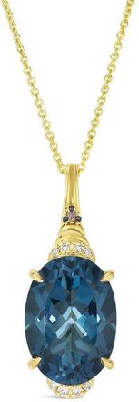 Le Vian 14K 6.83 Ct. Tw. Diamond London Blue Topaz Drop Pendant