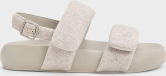 Charles & Keith Felt Quilted Double-Strap Slingback Sandals