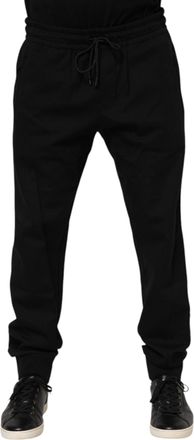 Dolce & Gabbana Black Cotton Men Jogger Sweatpants Pants Nylon