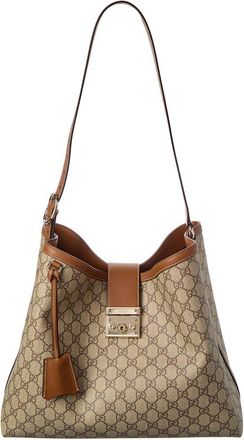 Gucci Padlock Large Gg Supreme Canvas & Leathe Tote