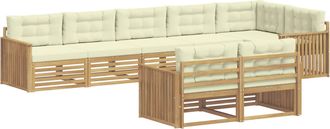vidaXL Conjunto De Sof&aacute;s De Exterior 8 Uds. Blanco Y Crema Poli&eacute;ster Vidaxl