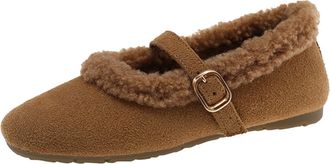 Generic Khaki Female Casual Shoes with Buckle Design and Flat Sole for Outdoor Indoor Activities