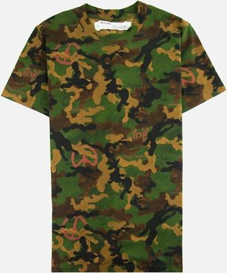 Off-white Mens Off White Acrylic Camouflage S/s T Shirt Camo - Green/Multi - Size: 44