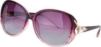 Generic Polarized Sunglasses for Ladies - Large Frame, Anti-UV Protection, Fine Fox Head and Diamond Trim, Ideal for Shopping and Travel