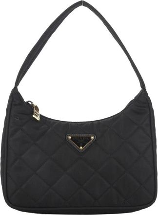 Prada Tassen, Dames, Zwart, ONE Size, Nylon, Gewatteerde Schoudertas