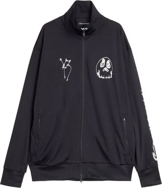 Yohji Yamamoto Chito Graphic Track Top - Heren - Vesten met rits - Zwart - L - Polyester - Hoodies & sweatvesten
