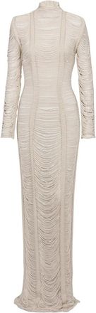 Balmain Openwork macram&eacute; maxi jurk - Dames - Avondkleed - Beige - S - Katoen - Kleedjes