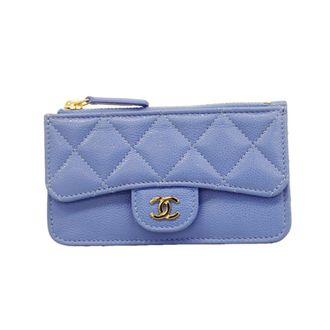 Chanel Blue Grained Calfskin Coin Purse/Coin Case (Pre-Owned)
