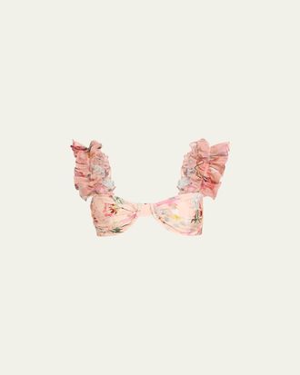 PatBo Lily Flower Flutter Sleeve Bikini Top