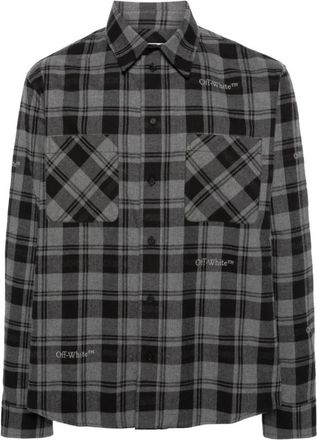 Off-white Flanellen Ruitjeshemd - Heren - Casual Overhemden - Grijs - S - Katoen - Overhemden