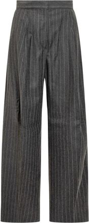 Sportmax Runway Broeken - Dames - Wijde Broeken - Grijs - S - Wol - Broeken
