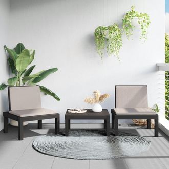 vidaXL Juego Muebles De Jard&iacute;n 3 Piezas Y Cojines Pp Gris Antracita Vidaxl