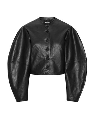 Rotate Black Short Fitted Leather Jacket