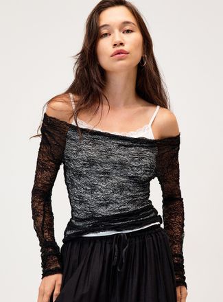 Twik Womens Off-the-shoulder mesh T-shirt
