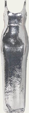 Alex Perry Sleeveless Sequined Column Singlet Gown