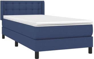 vidaXL Cama Box Spring Con Colch&oacute;n Tela Azul 80x200 Cm Vidaxl