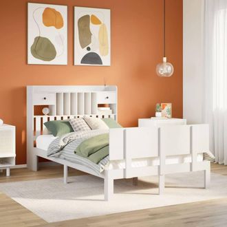 Berkfield Home Bookcase Bed without Mattress White 135x190 cm Double Solid Wood Pine