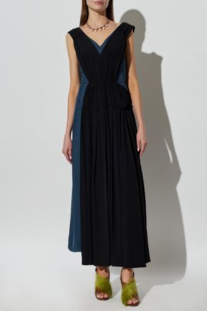 Marni Draped Dress, Womens, Navy Blue