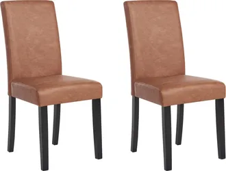 Beliani Beliani - Conjunto De 2 Sillas De Comedor En Piel Sint&eacute;tica Marr&oacute;n Con Patas De Madera Broadway