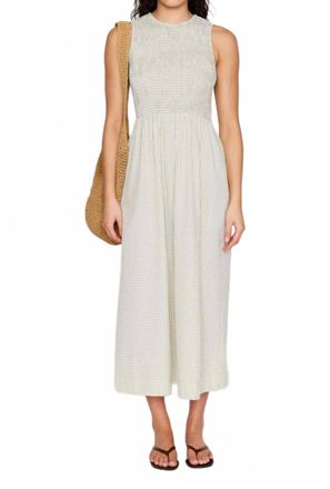 Minkpink Sabrina Gingham Smocked Midi Dress In Green