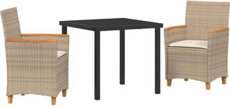 vidaXL Conjunto De Comedor De Jard&iacute;n 3 Pcs Beige Rat&aacute;n Sint&eacute;tico Vidaxl