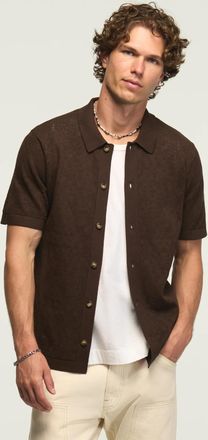 Lucky Brand Mens Intarsia Lace Button Down Sweater