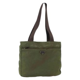 Prada Pre-owned Tote Bags, female, Green, Size: ONE SIZE Pre-owned Nylon Tote Bag