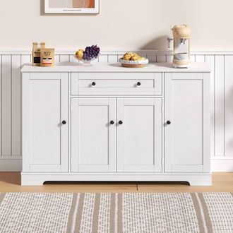 Merax Kitchen Sideboard Storage Cabinet with Drawer & Adjustable Shelves in White
