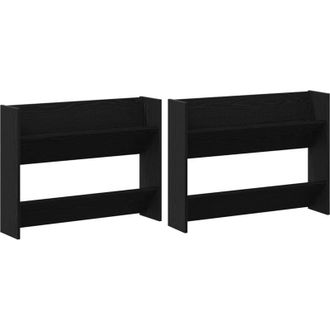vidaXL Vidaxl - Wall Shoe Cabinets with Shelf 2 pcs Black oak Engineered wood