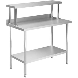 vidaXL Mesa De Trabajo De Cocina Con Estante Acero Inox 120x60x120 Cm