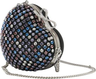 Self Portrait Womens Heart Clutch Black Metal Crystal