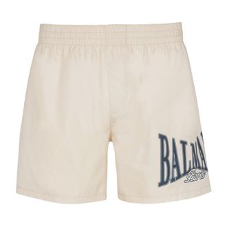 Balmain Beachwear, male, Beige, Size: XL Printed swim shorts