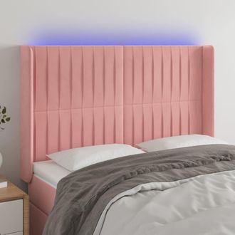vidaXL Cabecero Con Led De Terciopelo Rosa 147x16x118/128 Cm Vidaxl